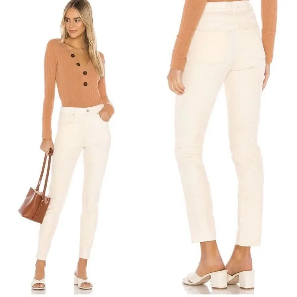 Free People x We the Free, Pearl Velvet Skinny Pants, Raw Ankle Cut, Women’s 27